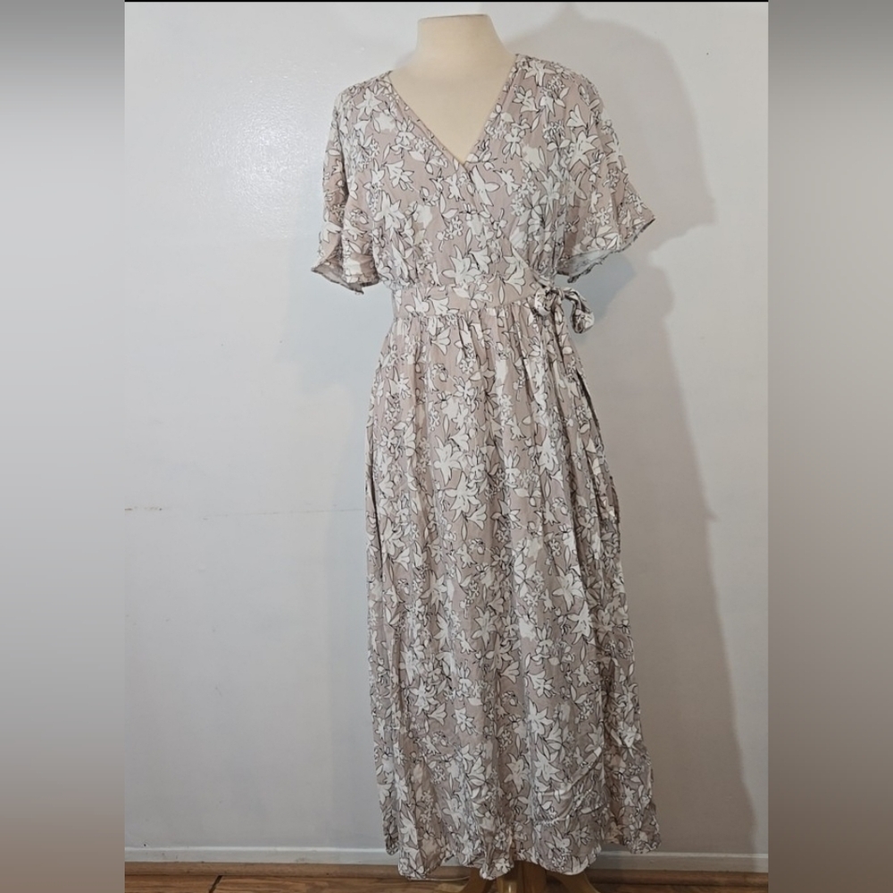 Able Lorette Floral Print Wrap Dress Medium